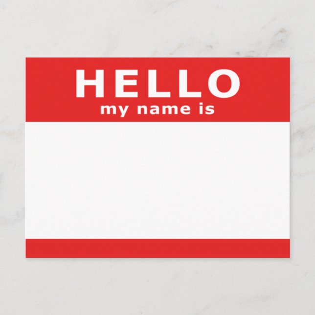 hello my name is postcard (Front)