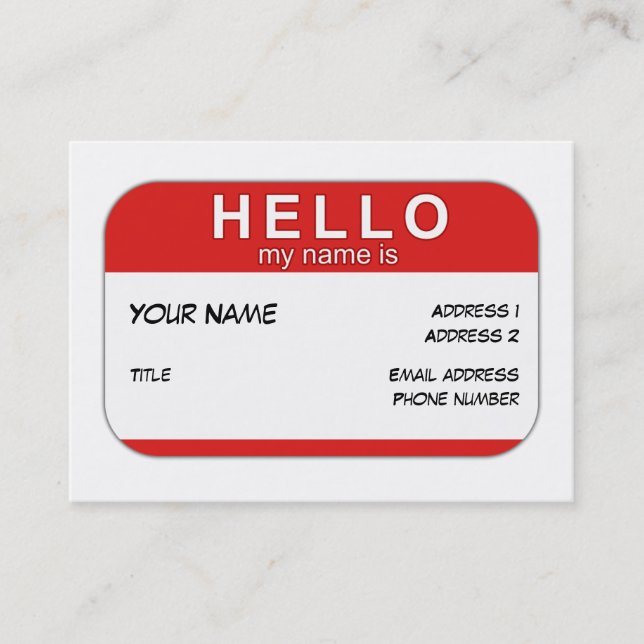 Hello My Name is Profile Card (Front)
