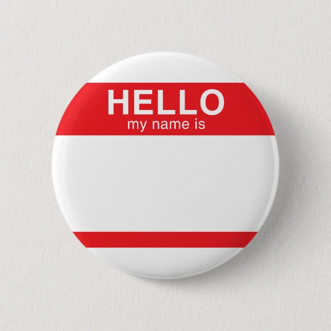 Hello My Name Is - Red 6 Cm Round Badge (Front)