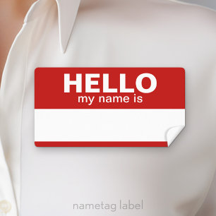 Hello my name is - red - area for Employee Name