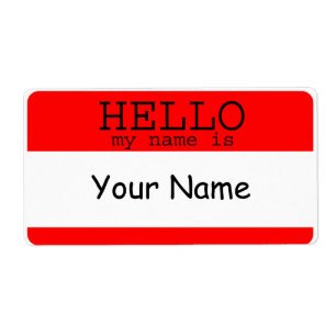 Hello my Name is Red Label Template