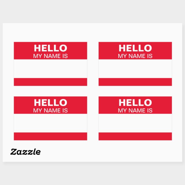 Hello My Name is Red White Event Party Name Tag (Sheet)