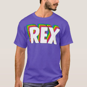 Hello My Name Is Rex Rainbow Name Tag T-Shirt