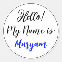 Hello My Name Is Stickers (White Colour)