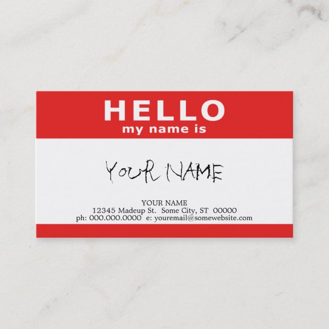hello my name is (with QR code) Business Card (Front)