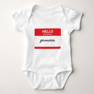 Hello, my name is (your text) baby bodysuit