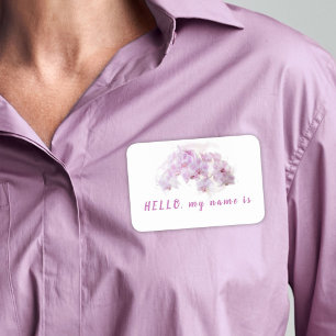 Hello My Name Orchid Watercolor Floral Name Tag