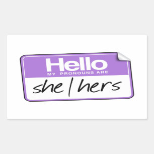 Hello my pronouns are: She Hers  Rectangular Sticker