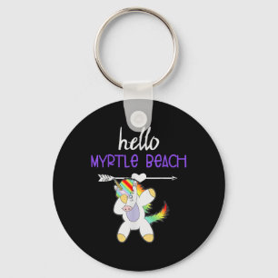 Hello Myrtle Beach South Carolina Dabbing Unicorn Key Ring