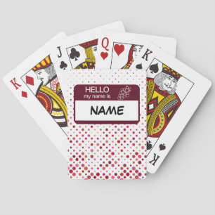 Hello Name Badge Wine Polka Dots Customised Playing Cards