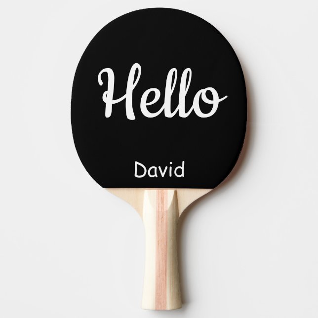 Hello Name Personalised Ping Pong Paddle (Front)