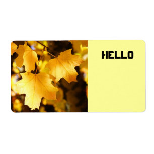 HELLO Name Tag Labels custom Fall Leaves Autumn