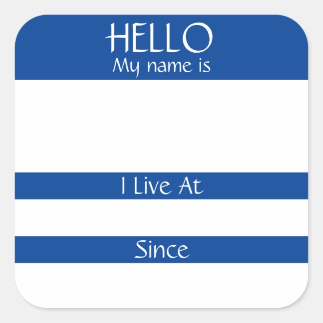Hello Name Tag Sticker Badge  (Front)