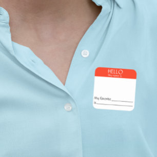 Hello Name Tag Sticker Badge Funny Party