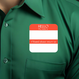 Hello Name Tag Sticker Badge Funny Party humour