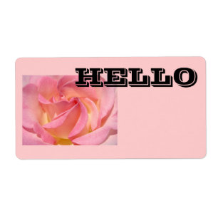 HELLO Name Tags Pink Rose Flower Conferences