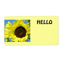 Hello Name Tags Yellow Sunflowers Sun Flowers