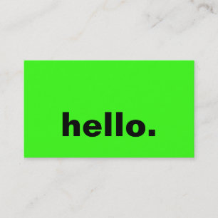 Hello Neon Green Bright Colourful Typography Custo Business Card