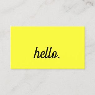 Hello Neon Yellow Colourful Cool Typography Script Business Card