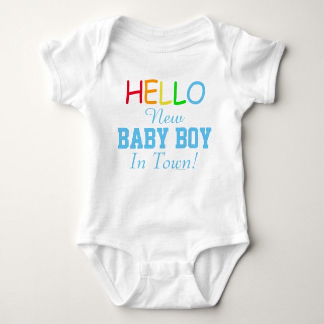Hello New Baby Boy In Town Baby Shirt (Front)