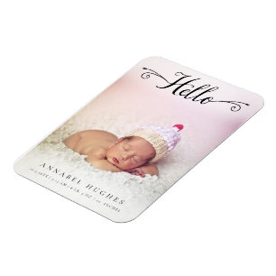 Hello New Baby Girl Boy Personalised Photo Magnet