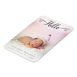 Hello New Baby Girl Boy  Personalised Photo Magnet