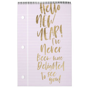 Hello New Year Best Year Ever   Lined Notepaper Calendar