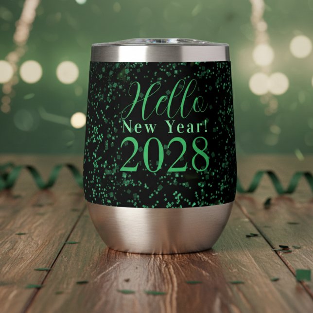 Hello New Year! New Year's Eve Green Black Sparkle (Creator Uploaded)