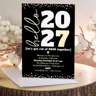 Hello New Year Script Custom Year Black Real Gold