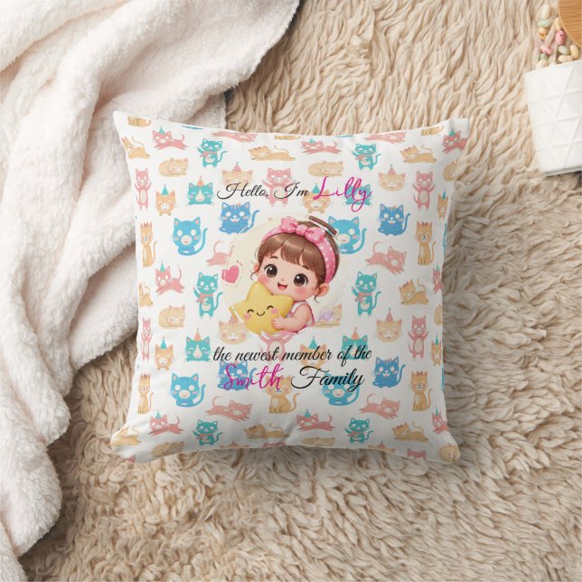 Hello newest member of family patterns cat custom cushion (Blanket)