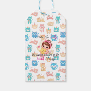 Hello newest member of family patterns cat custom gift tags