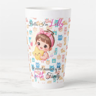 Hello newest member of family patterns cat custom latte mug