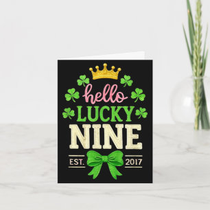 Hello nine est 2017 cute 9th birthday bow 9 years card