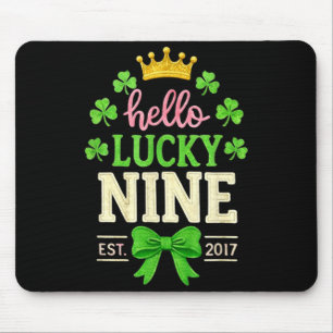 Hello nine est 2017 cute 9th birthday bow 9 years mouse pad