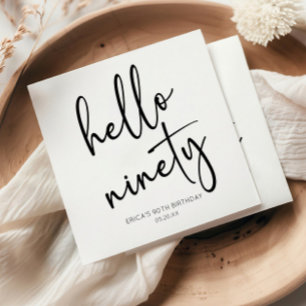 Hello Ninety Minimalist Simple 90th Birthday Party Napkin