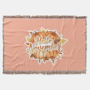 Hello November - Cozy Fall Design Throw Blanket