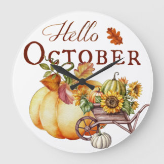 Hello October Large Clock