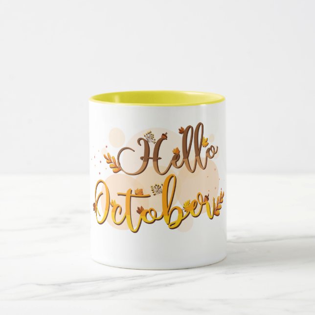 Hello Octobre Mug: Celebrate the Month of Change Mug (Center)