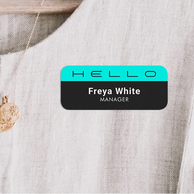 Hello Pastel Green, Black   Name Tag (Creator Uploaded)
