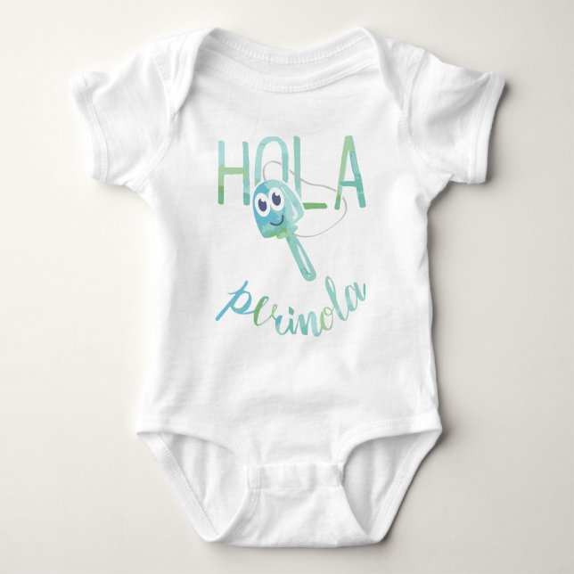 Hello Perinola Watercolor Venezuelan Phrases Baby Bodysuit (Front)