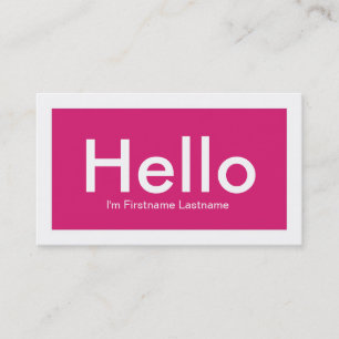 Hello Personal Networking Business Cards in Pink
