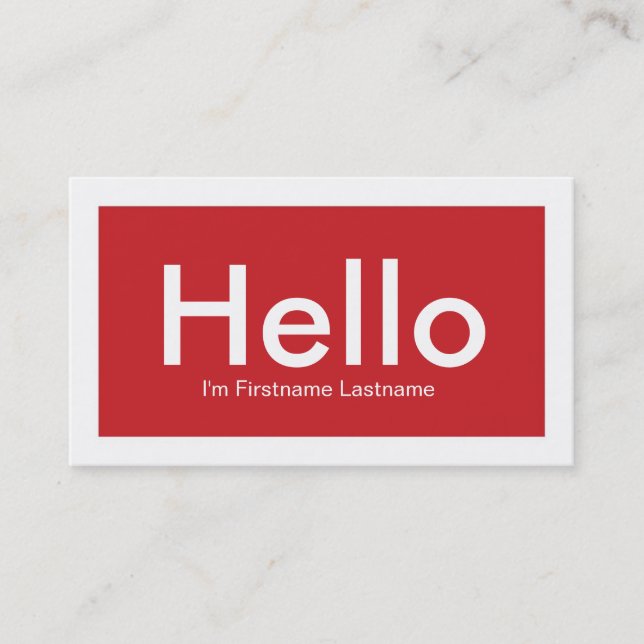 Hello Personal Networking Business Cards in Red (Front)