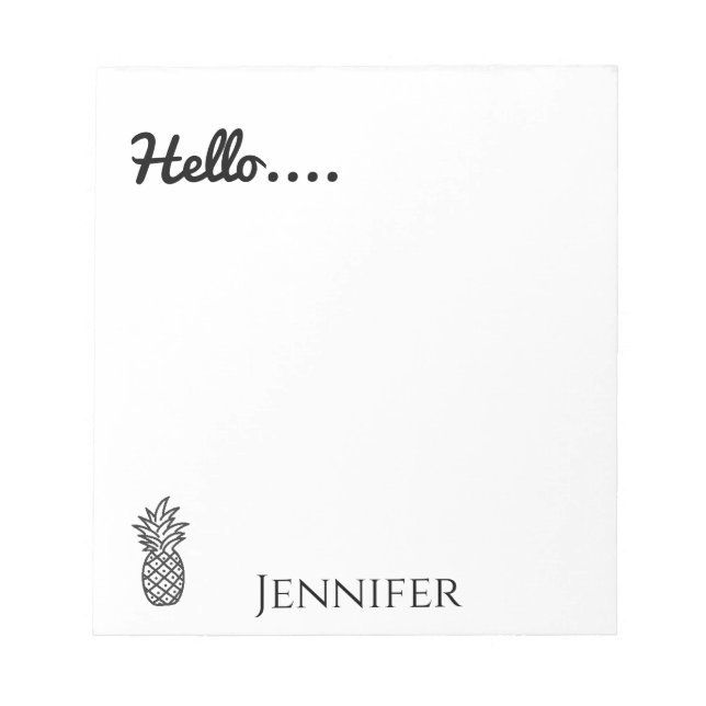 Hello, Personalised Pineapple Notepad (Front)