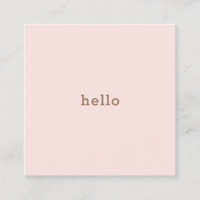 Hello pink brown square business card (Front)