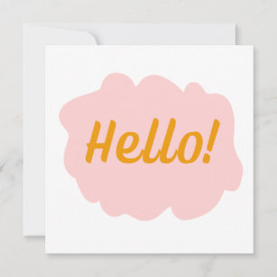 HELLO- pink/orange-flat card