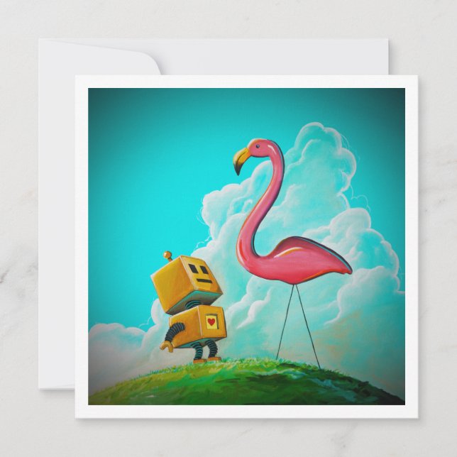 Hello Pinky Robot Flamingo - Mini Print (Front)