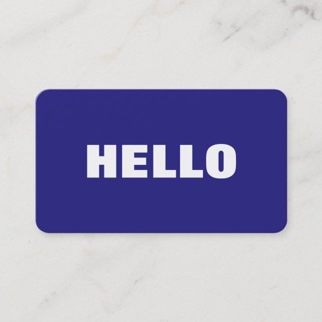 Hello Plain Simple Clean Blue White Professional Business Card (Front)