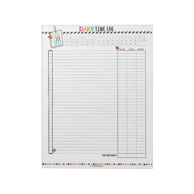 Hello Planner: Daily Time Tracker Pages Notepad (Rotated)