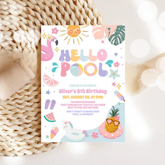 Hello Pool Party Summer Birthday Invitation (Creator Uploaded)