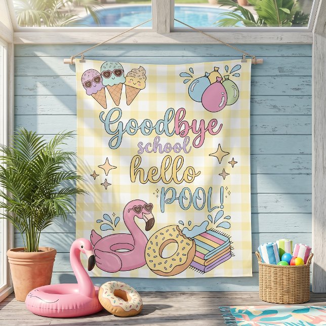 Hello Pool Party Yellow Caro Tapestry (Creator Uploaded)